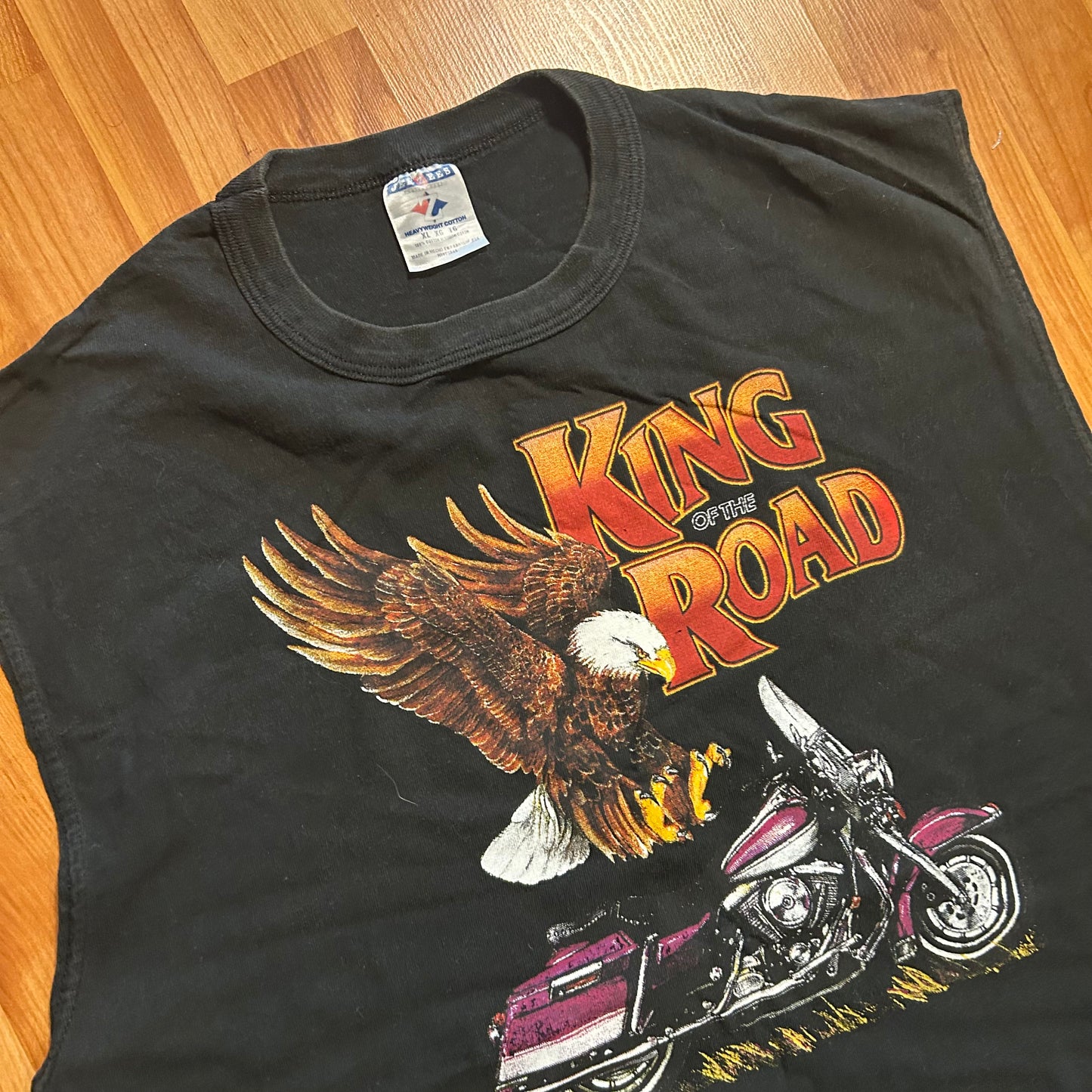 Jerzees King of the Road Eagle Motorcycle Black Tanktop Shirt - Large - 23" x 30.5"