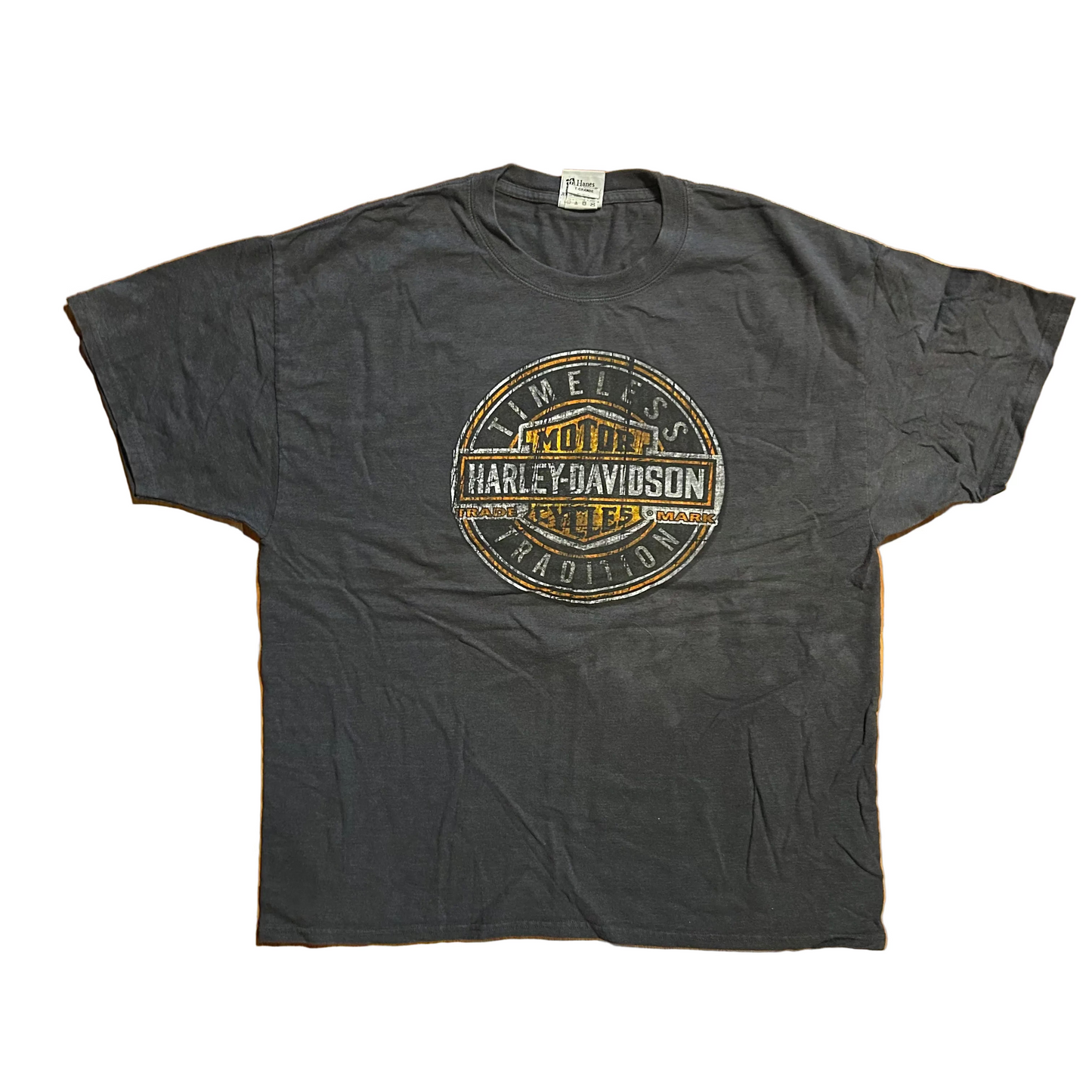 Hanes Beefy Harley Davidson Motorcycles Lima Peru Gray Tshirt - Large - 23" x 28"