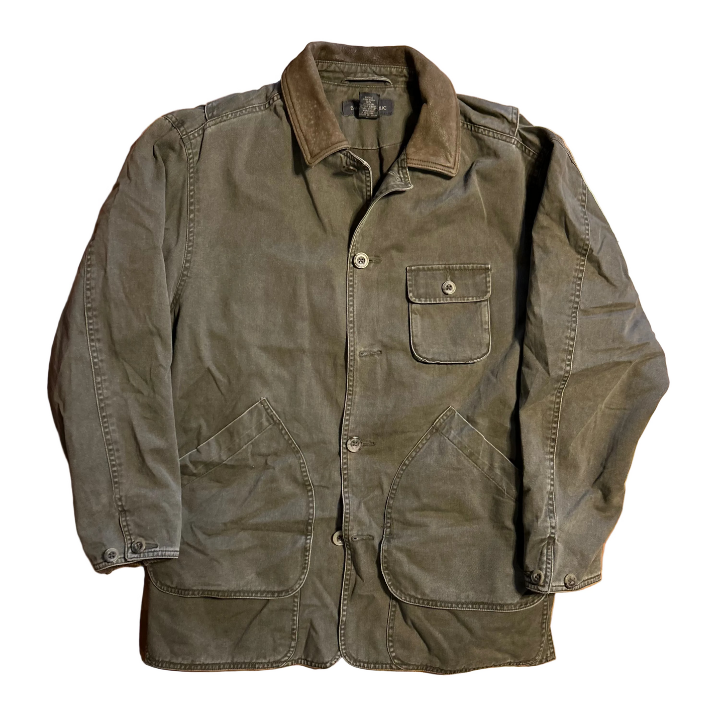 Banana Republic Brown Green Chore Coat Jacket - Large - 23" x 29"