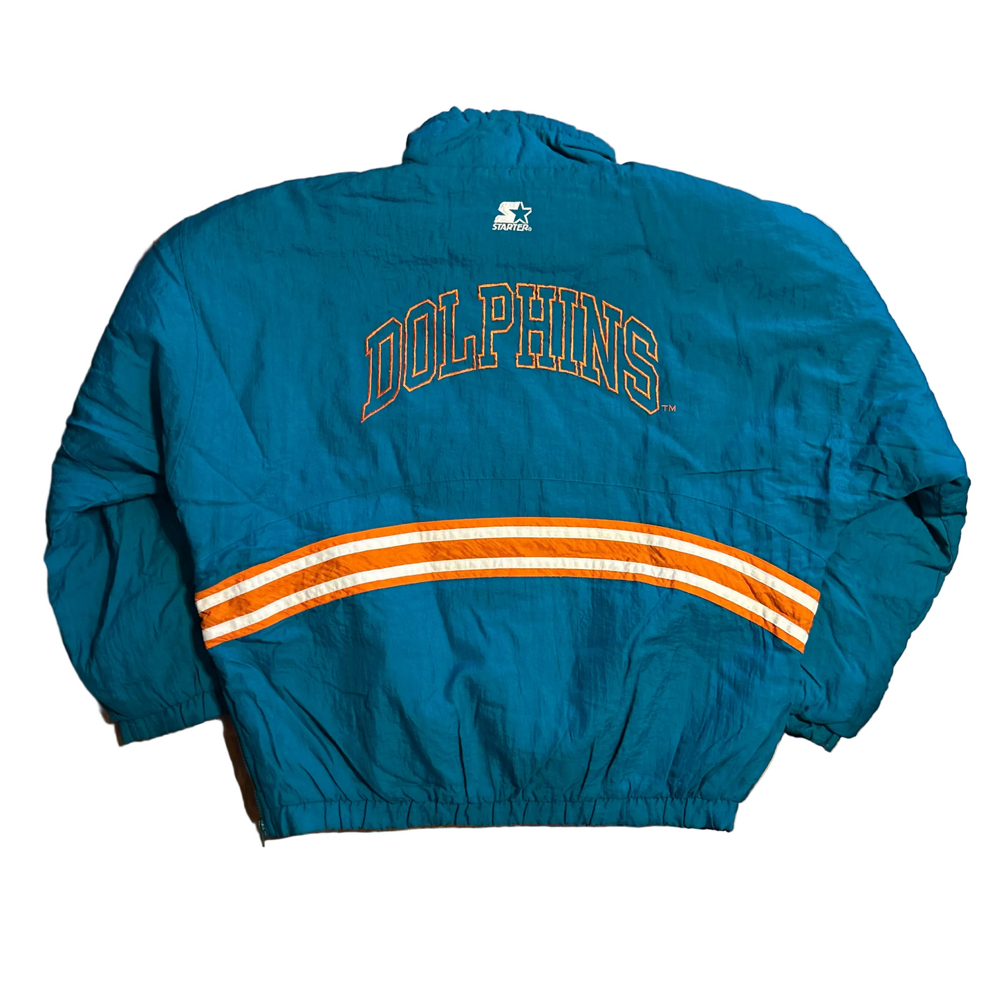 90's Starter Miami Dolphins Half Zip Puffer Jacket Windbreaker Coat - XLarge - 27" x 29"