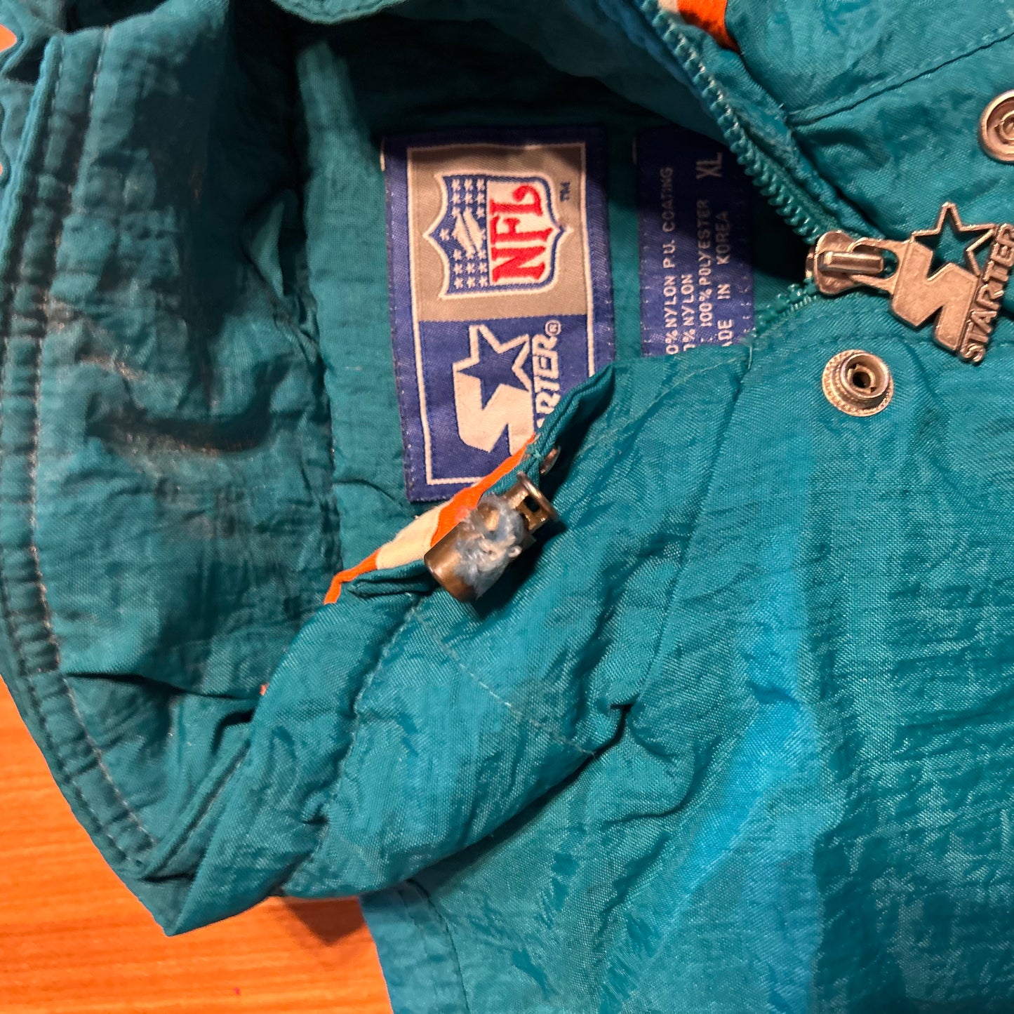 90's Starter Miami Dolphins Half Zip Puffer Jacket Windbreaker Coat - XLarge - 27" x 29"