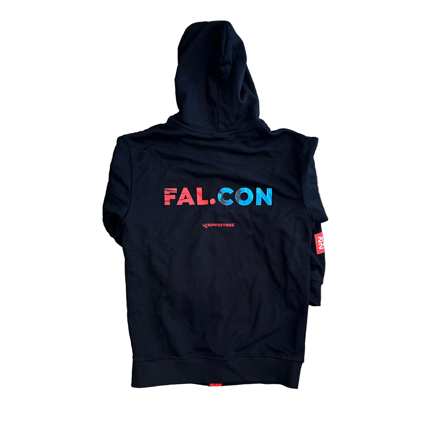 Falcon Amazon Intel Dell Crowdstrike Black Red Zip Up Hoodie Sweatshirt - Medium - 20.5" x 28"