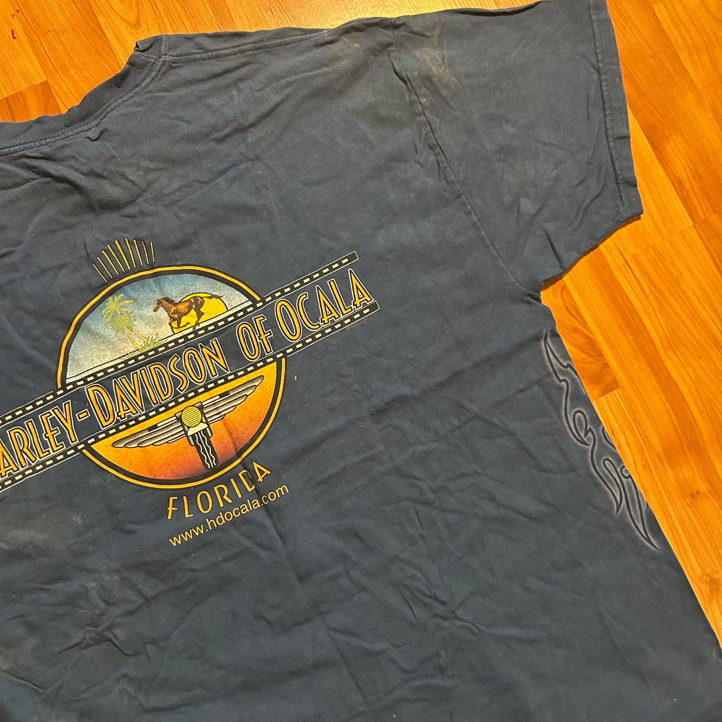 00’s Harley Davidson Ocala Blue Tshirt - Large - 23" x 29.5"