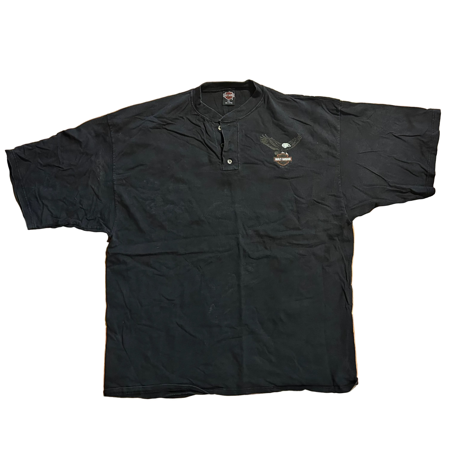 90’s Harley Davidson Motorcycles Quarter Button Pacific Hawaii Black Tshirt - XLarge - 25" x 31"