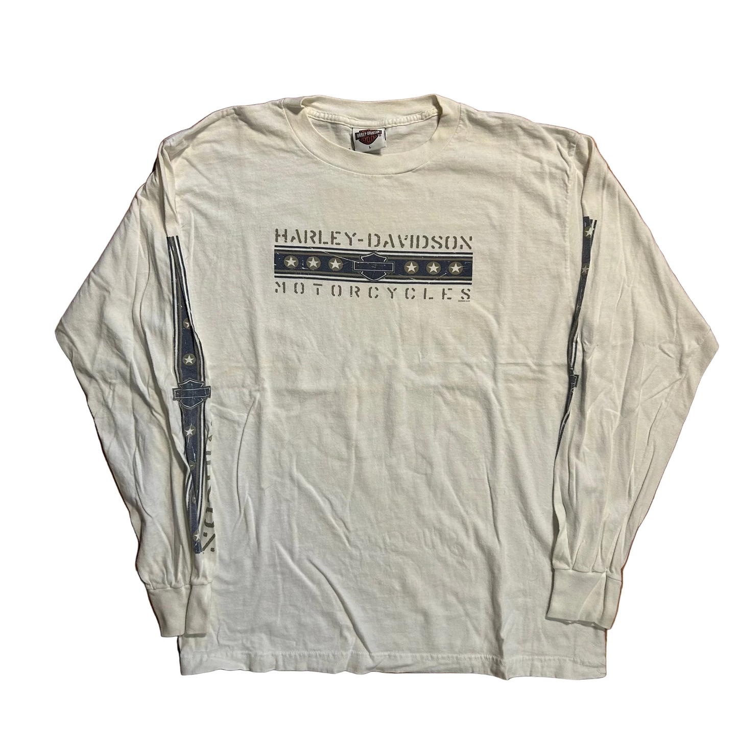 90’s Harley Davidson Motorcycles Memphis Tennessee Bumpus White Longsleeve Shirt - Medium - 21" x 28"