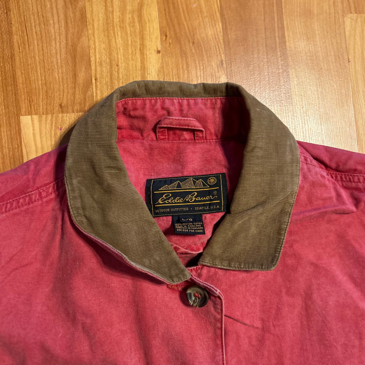 90's Eddie Bauer Red Pink Corduroy Chore Coat Jacket - XLarge - 25" x 32"