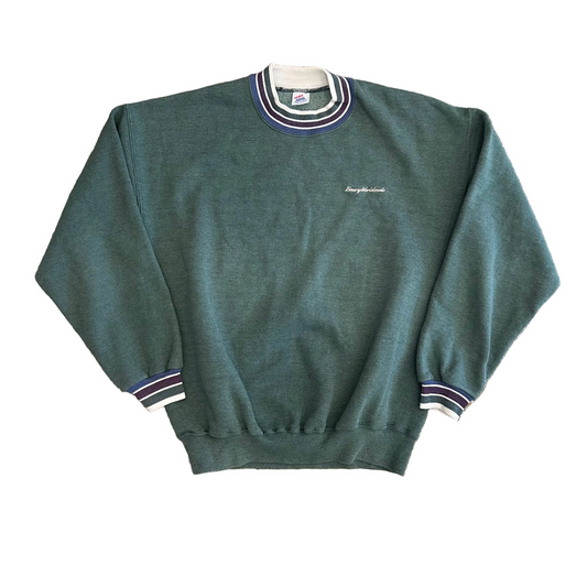 90's Jerzees Energy Worldwide Green Crewneck Sweatshirt - XLarge - 24" x 27"