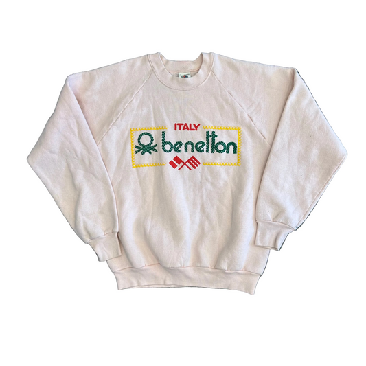 90's FOTL Benetton Italy Pink Crewneck Sweatshirt - Medium - 21" x 24"