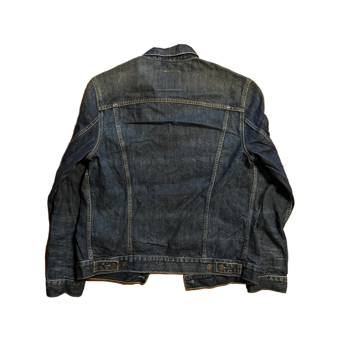 Levi's Dark Wash Blue Jean Denim Button Up Trucker Jacket - Medium - 21.5" x 26"