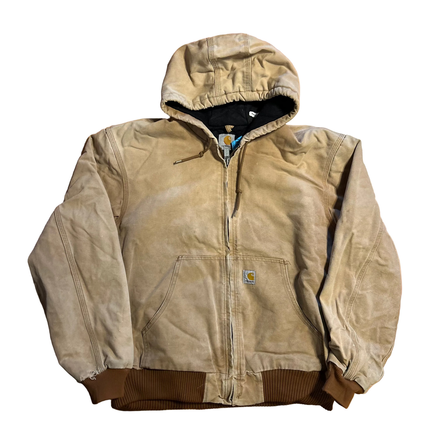 Carhartt Carphartt Brown Tan Zip Up Lined Hooded Jacket Coat - XLarge - 25.5" x 26"