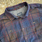 Prana Plaid Mini Corduroy Navy Blue Button Up Flannel Shirt - Large - 23" x 30"