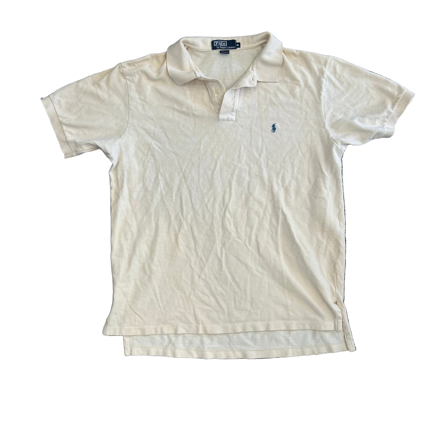 90's Polo RalPH Lauren Tan Yellow Brown Cotton Polo Shirt - XLarge - 24" x 30"