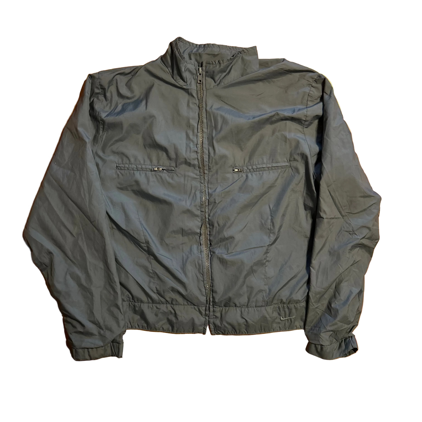 Nike Green Zip Up Windbreaker Jacket - Medium - 21.5" x 20"