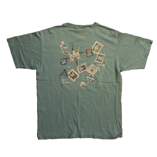 00’s Walt Disney World Epcot Mickey Mouse Green Tshirt - Large - 22" x 29"