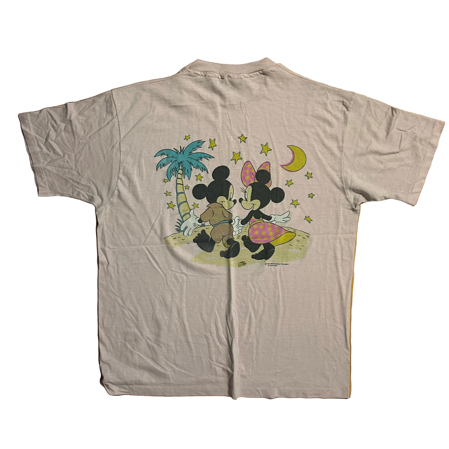 80’s Sherry Disney Mickey Minnie Mouse Florida Pink Paper Thin Tshirt - Large - 22.5" x 28"