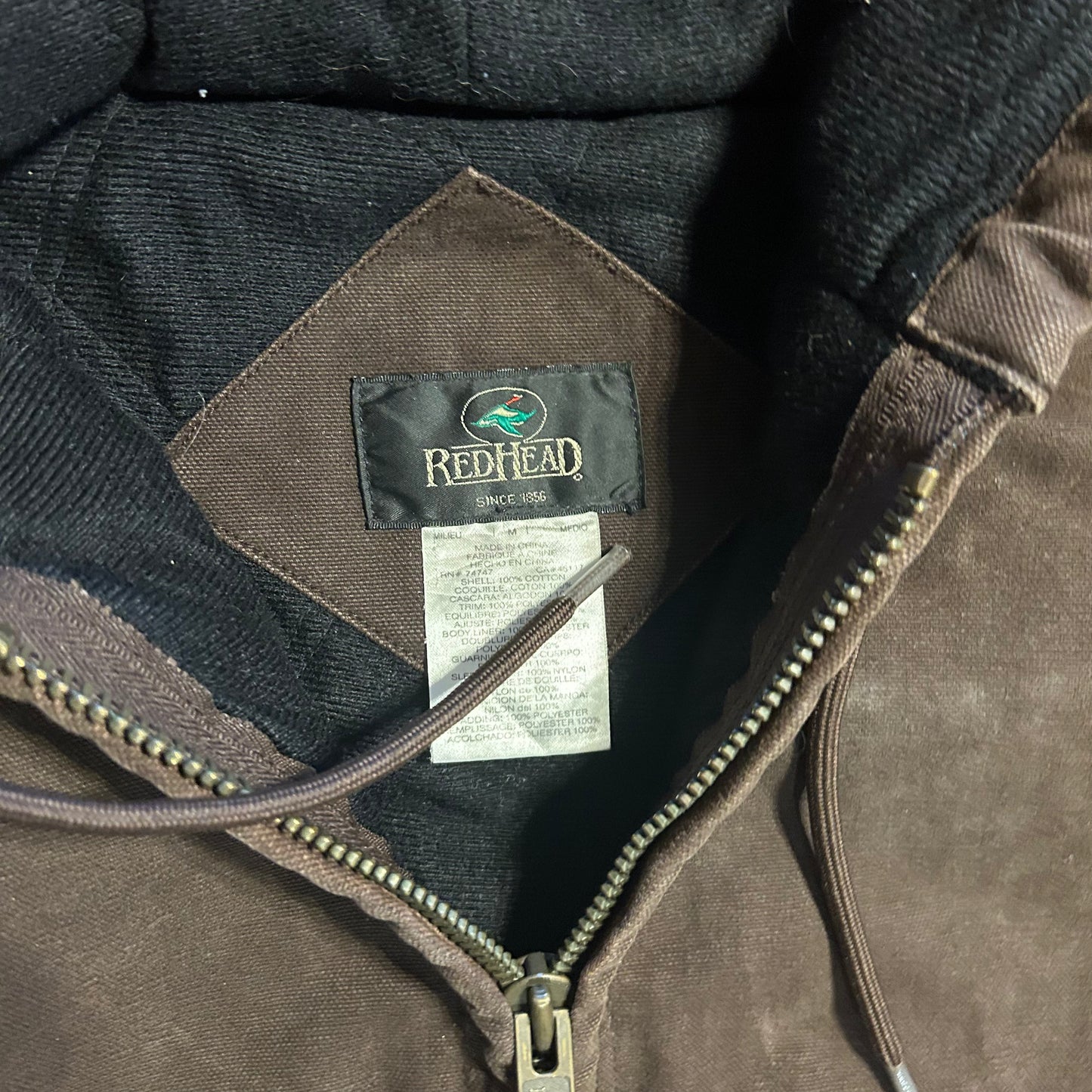 Redhead Brown Zip Up Lined Hooded Jacket Coat - Large - 23" x 25"