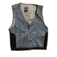 90's Harley Davidson Biker Blues Denim Leather Button Up Vest - Medium - 21" x 25"