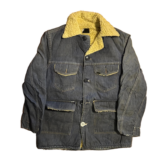 80/90's Denim Fleece Lined Overcoat Jacket - Medium - 21" x 29"