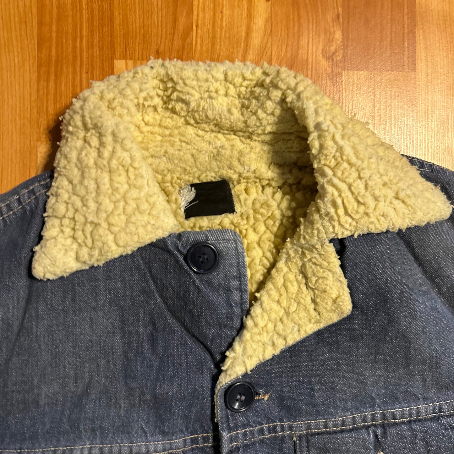 80/90's Denim Fleece Lined Overcoat Jacket - Medium - 21" x 29"