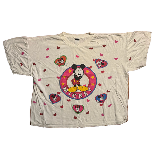 90/00’s Mickey Minnie Mouse Love Hearts White Tshirt - XLarge - 29.5" x 28"