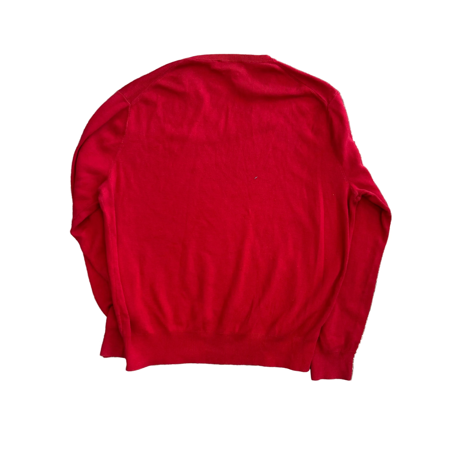 Polo RalPH Lauren Pima Cotton Red V Neck Sweater - Large - 23" x 26"