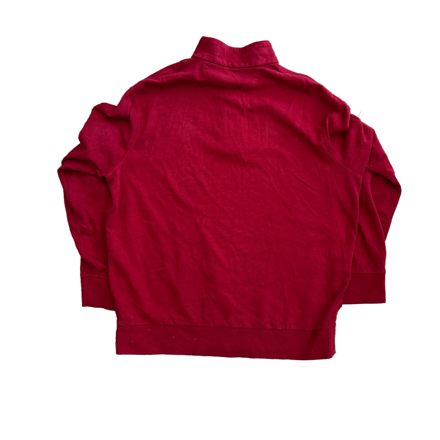 Polo RalPH Lauren Cotton Viscose Nylon Red Maroon Quarter Zip Sweatshirt - XLarge - 25" x 28"