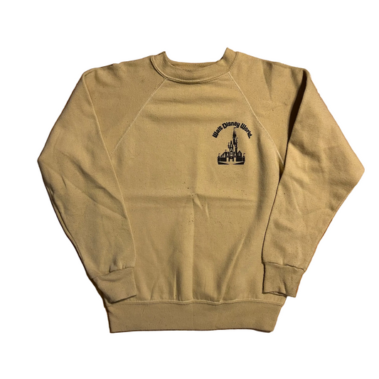 80’s Disney Walt Disney World Brown Tan Castle Logo Crewneck Sweatshirt - XSmall - 17" x 23.5"