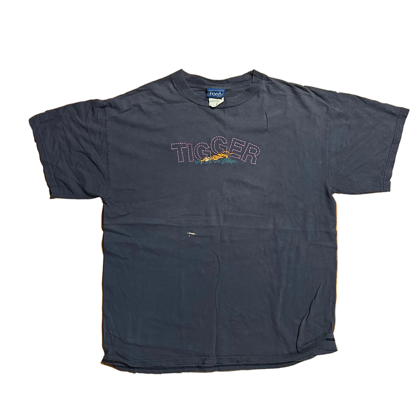 00’s Disney Winnie the Pooh Tigger Embroidered Blue Tshirt - Large - 23.5" x 30"