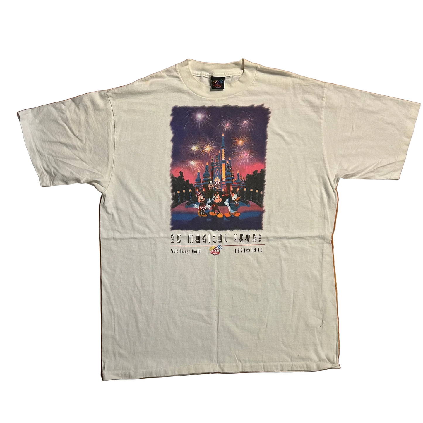 90’s Walt Disney World 25 Years White Tshirt - XLarge - 25" x 32"