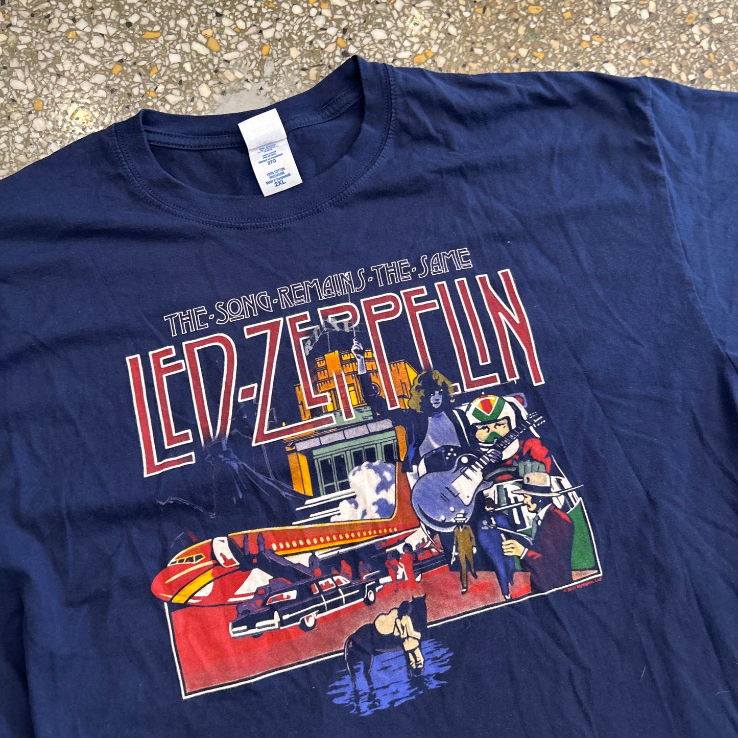 Led Zeppelin Music Navy Blue Tshirt - Large - 23" x 30"