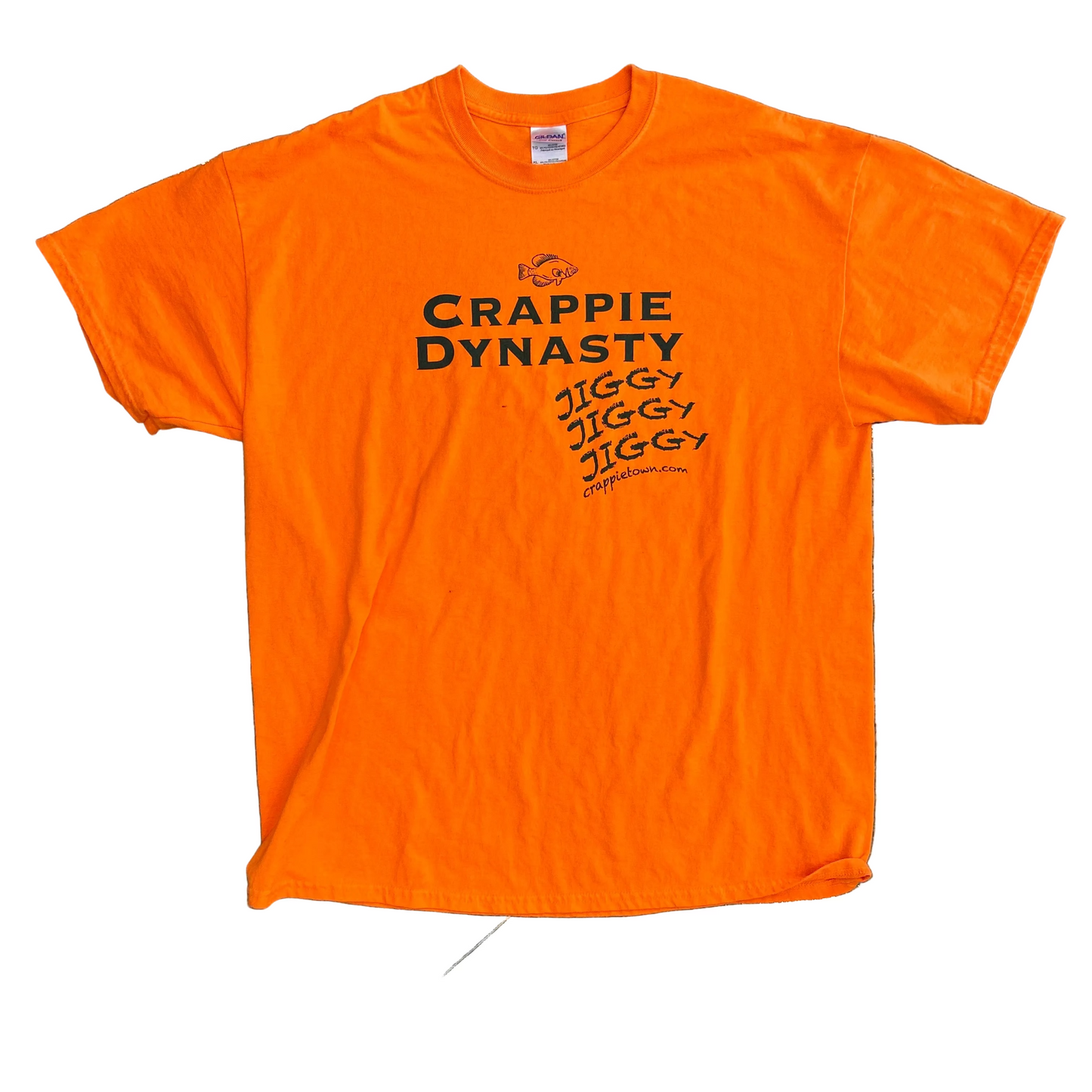 Gildan Crappie Jiggy Fishing Orange Tshirt - Large - 22.5" x 30"