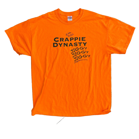Gildan Crappie Jiggy Fishing Orange Tshirt - Large - 22.5" x 30"