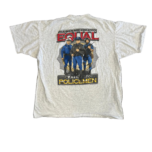 90’s Big Johnson All Men are Equal Then a Few Became Policemen Grey Tshirt - XLarge - 24" x 28"