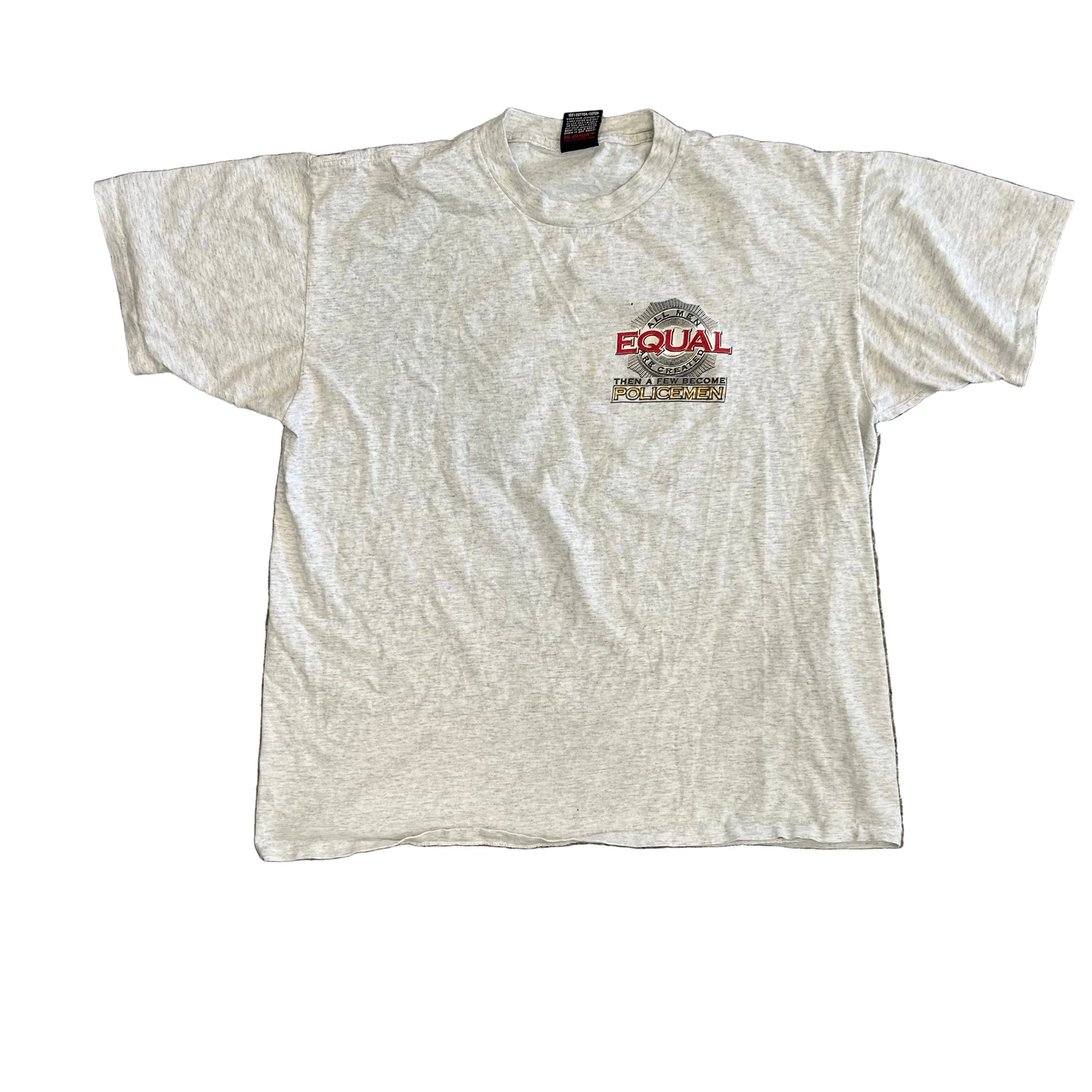 90’s Big Johnson All Men are Equal Then a Few Became Policemen Grey Tshirt - XLarge - 24" x 28"