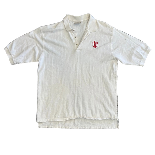 J Wesley Hanes IU Indiana University White Polo Shirt - XLarge - 25" x 34"