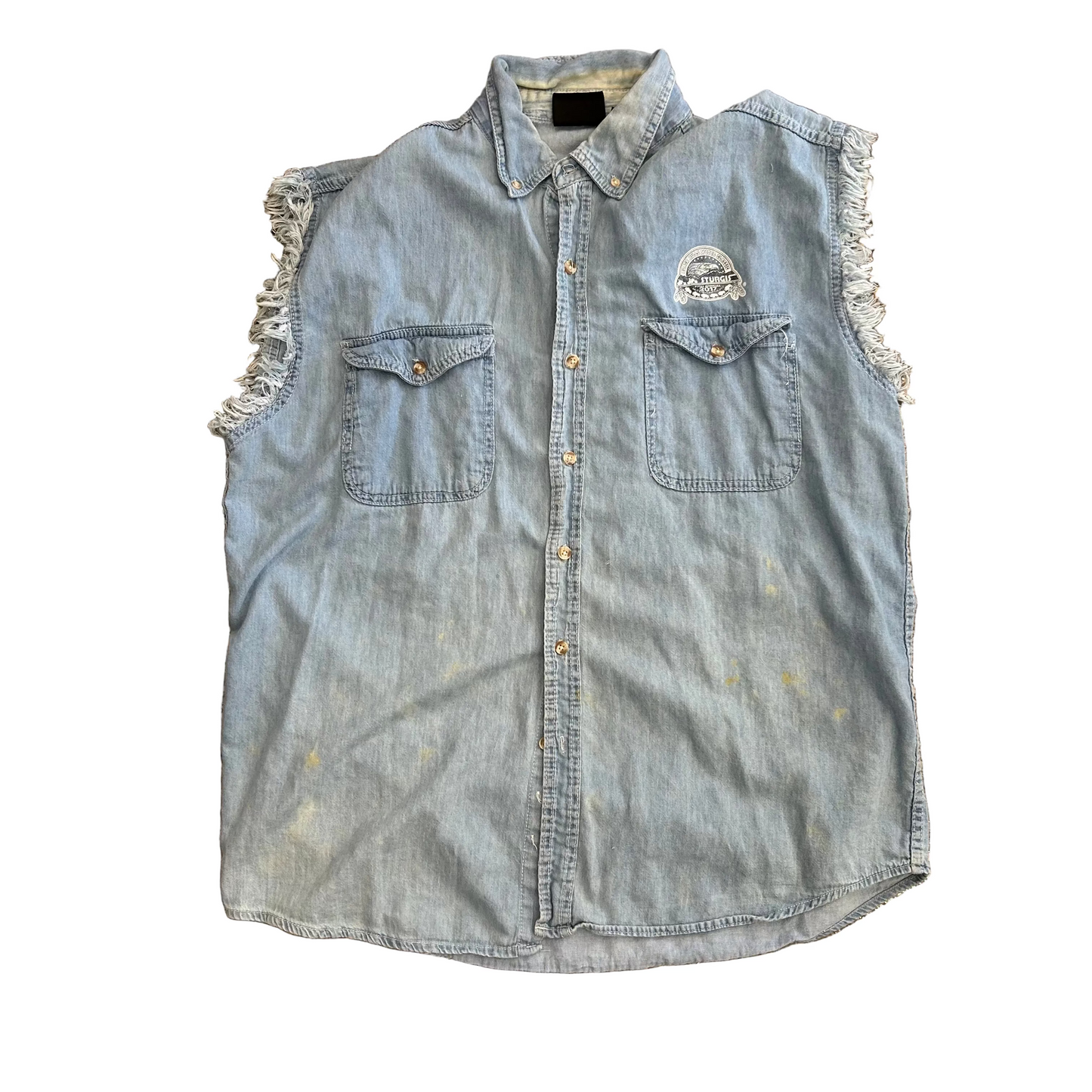 2017 Bikerwear Sturgis Motorcycle Denim Cutoff Shirt - XLarge - 26" x 32"