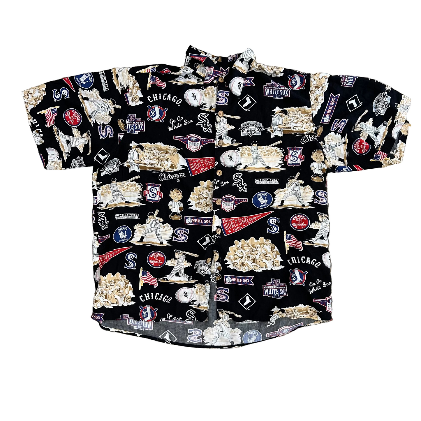 Chicago White Sox MLB Rayon Black Button Up Shirt - XLarge - 27" x 29"