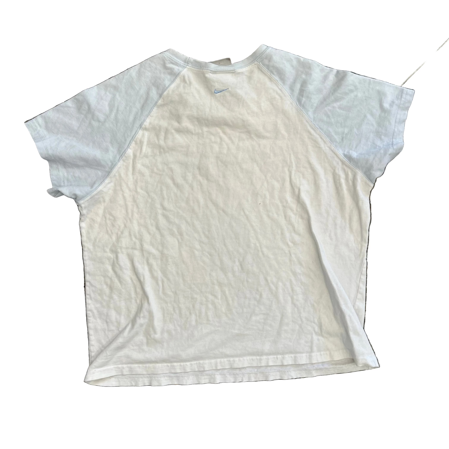 00's Nike Spellout Baby Blue White Tshirt - Medium - 20" x 22"
