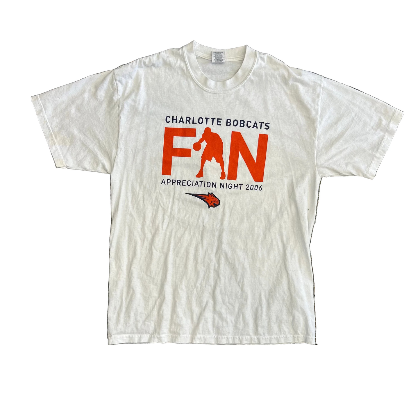 2006 NBA Charlotte Bobcats Fan Appreciation FN Sprite White Tshirt - Medium - 21" x 30"