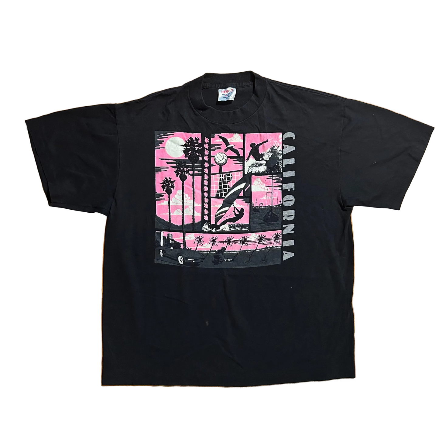 90’s Hef-T California Pink Black Tshirt - Large - 22" x 27.5"