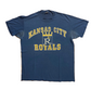 80/90’s 7Logo Kansas City Royals MLB Baseball Blue Paper Thin Tshirt - Large - 22" x 29"