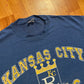 80/90’s 7Logo Kansas City Royals MLB Baseball Blue Paper Thin Tshirt - Large - 22" x 29"