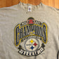 90's 7Logo Pittsburgh Steelers AFC Champions NFL Grey Crewneck Sweatshirt - XLarge - 24" x 26.5"