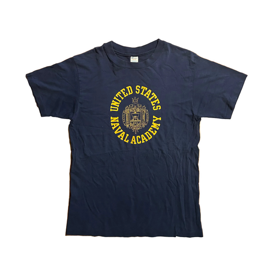 80's Champion United States Naval Academy Navy Blue Tshirt - Medium - 20.5" x 29"