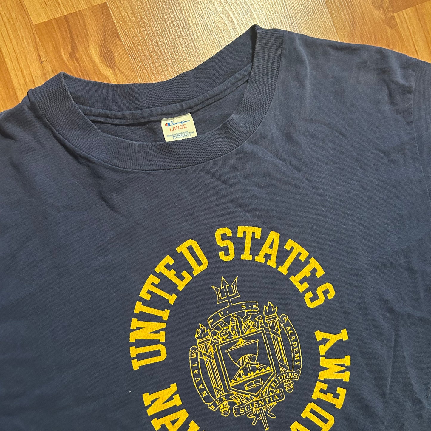 80's Champion United States Naval Academy Navy Blue Tshirt - Medium - 20.5" x 29"