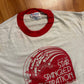 80's Hanes Poly Cotton Memphis Arts Council July 4th Star Spangled Celebration White Red Ringer Tshirt - Small - 18" x 24"