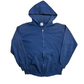 90's Jerzees Blue Blank Zip Up Hoodie Sweatshirt - Medium - 21" x 26"