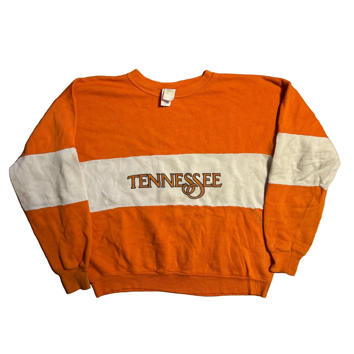 80's Velva Sheen University Tennessee Orange White Crewneck Sweatshirt - Large - 22" x 22"