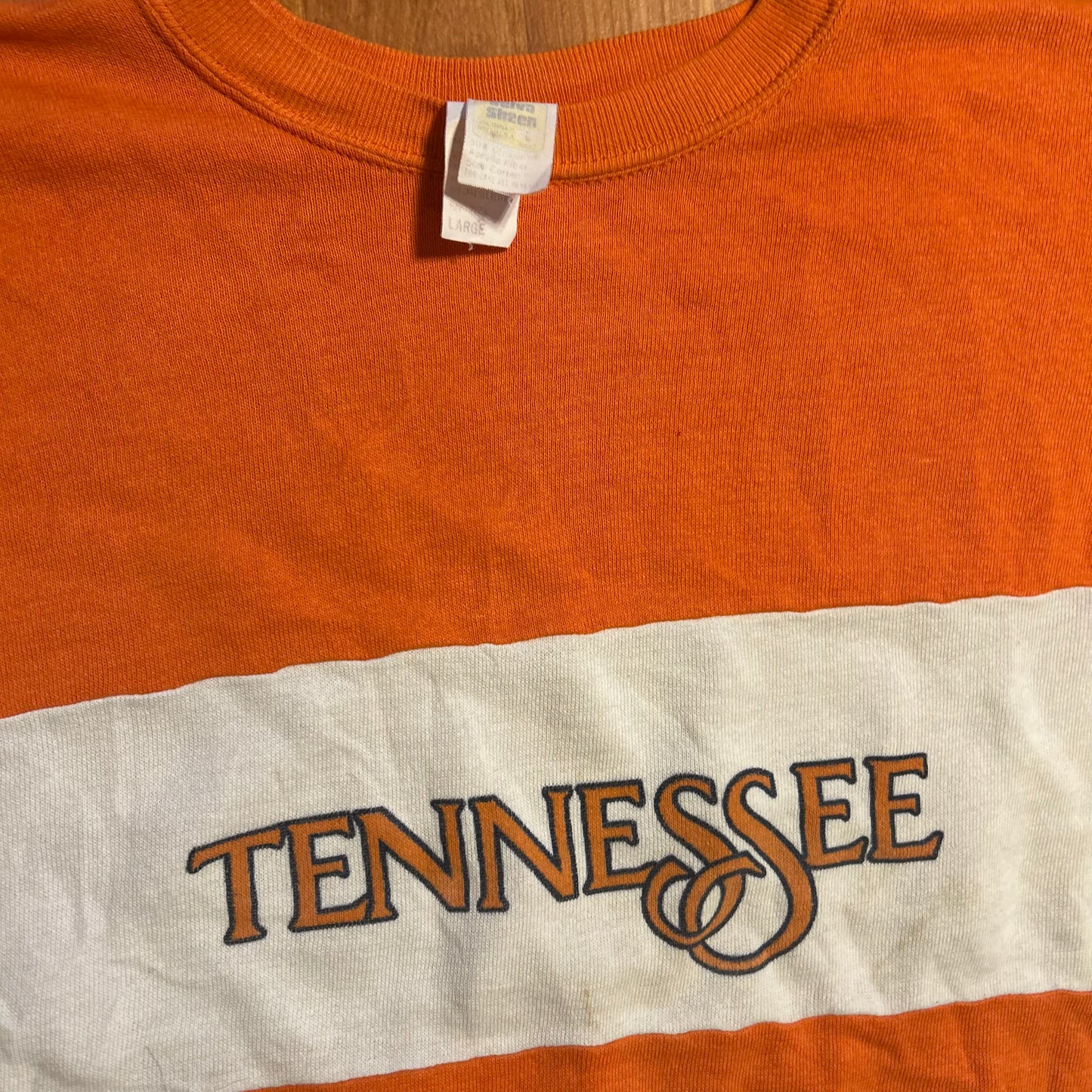 80's Velva Sheen University Tennessee Orange White Crewneck Sweatshirt - Large - 22" x 22"