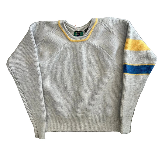 Colours Grey Yellow Blue Wool Sweater - Small - 18" x 21"